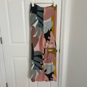 Colorful Abstract Print Wide Leg Pants